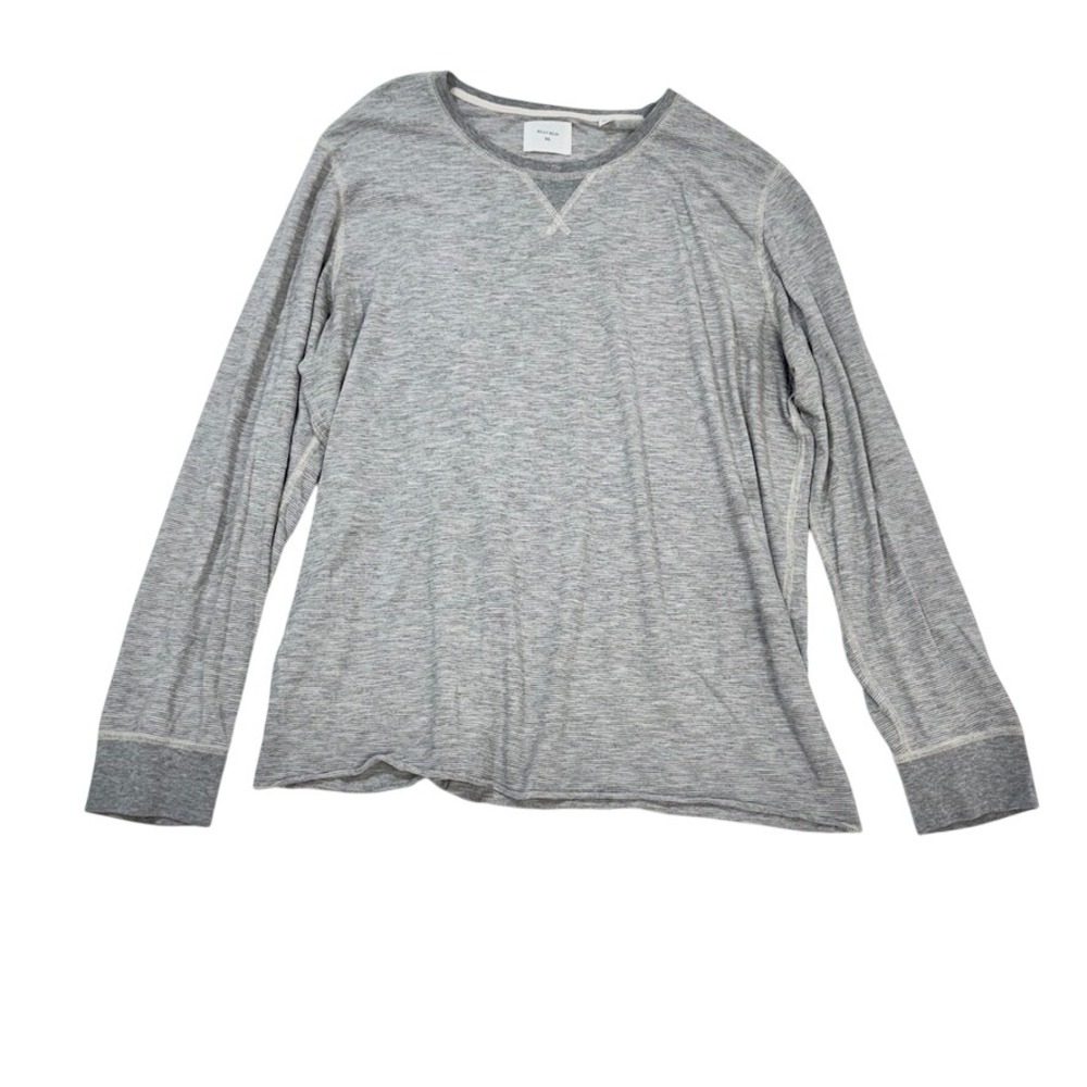 Billy Reid Mens XXL Gray Heathered Cotton Blend Long Sleeve Crewneck‎ T-Shirt